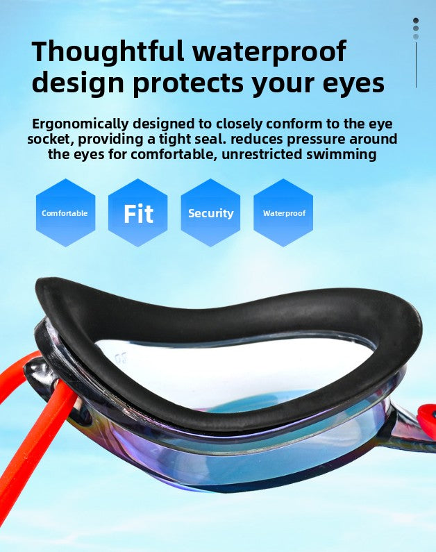 Black Swimming Goggles Mirrored Anti-Fog UV Protection Waterproof HD Silicone Seal Swim Glasses for Men Women Training Racing - Image 4