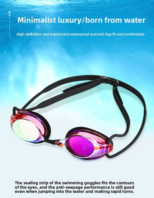 Purple Swimming Goggles Mirrored Anti-Fog UV Protection Waterproof HD Silicone Seal Swim Glasses for Men Women Training Racing - Image 2