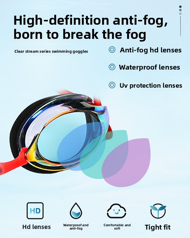 White Swimming Goggles Mirrored Anti-Fog UV Protection Waterproof HD Silicone Seal Swim Glasses for Men Women Training Racing - Image 3