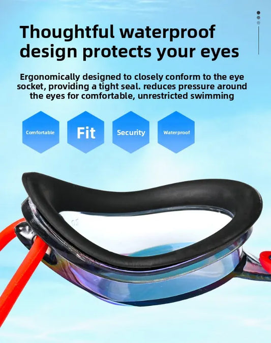 White Swimming Goggles Mirrored Anti-Fog UV Protection Waterproof HD Silicone Seal Swim Glasses for Men Women Training Racing - Image 4