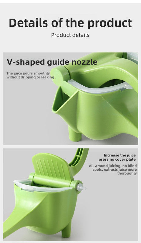 Manual Fruit Juicer Hand Press Citrus Squeezer Lemon Orange Lime Extractor Portable Food Grade PP Green Easy Clean Detachable for Home Camping - Image 4