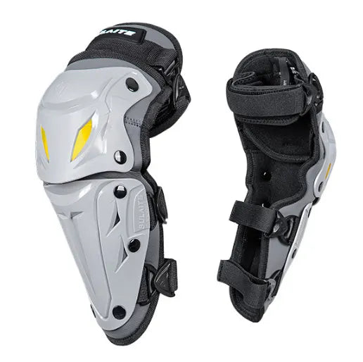 SULAITE CE Level 1 Certified Motorcycle Knee Pads Long Shin Guards Grey Motocross Armour Quick Release Hard Shell for Dirt Bike Racing