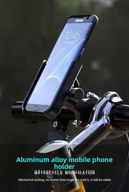 Universal Aluminium Motorcycle Phone Holder Handlebar Mount 360 Rotation Anti-Shake CNC Metal for Bike Scooter 4-7 Inch Phones Black - Image 3