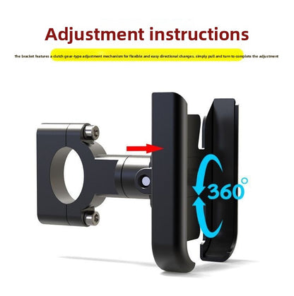 Universal Aluminium Motorcycle Phone Holder Handlebar Mount 360 Rotation Anti-Shake CNC Metal for Bike Scooter 4-7 Inch Phones Black - Image 7