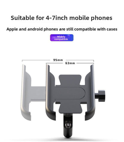 Universal Aluminium Motorcycle Phone Holder Rearview Mirror Mount 360 Rotation Anti-Shake M3 Metal for Motorbike Scooter Sliver - Image 2