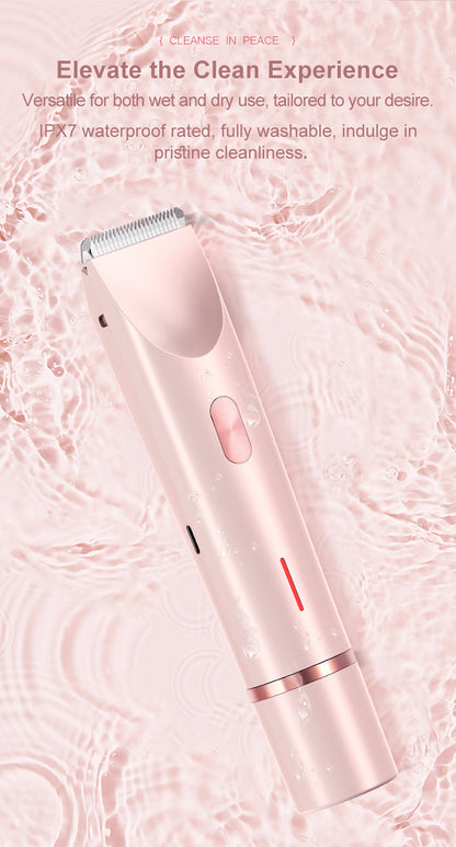 2-in-1 Electric Lady Shaver & Bikini Trimmer Dual Head Waterproof Wet & Dry Body Hair Remover Cordless Razor for Face Legs Underarms White - Image 6