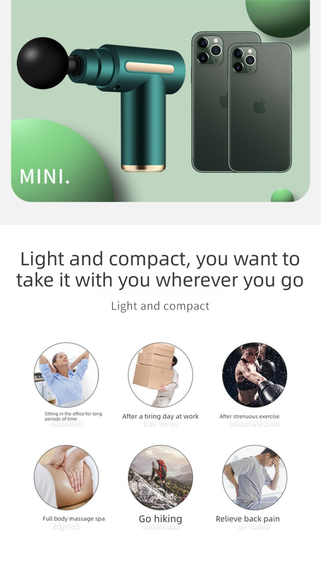 Mini Massage Gun Deep Tissue Percussion Muscle Massager Portable Handheld Quiet 6 Speeds 4 Heads Type-C Charging Electric Body Relaxer Tool Black - Image 3