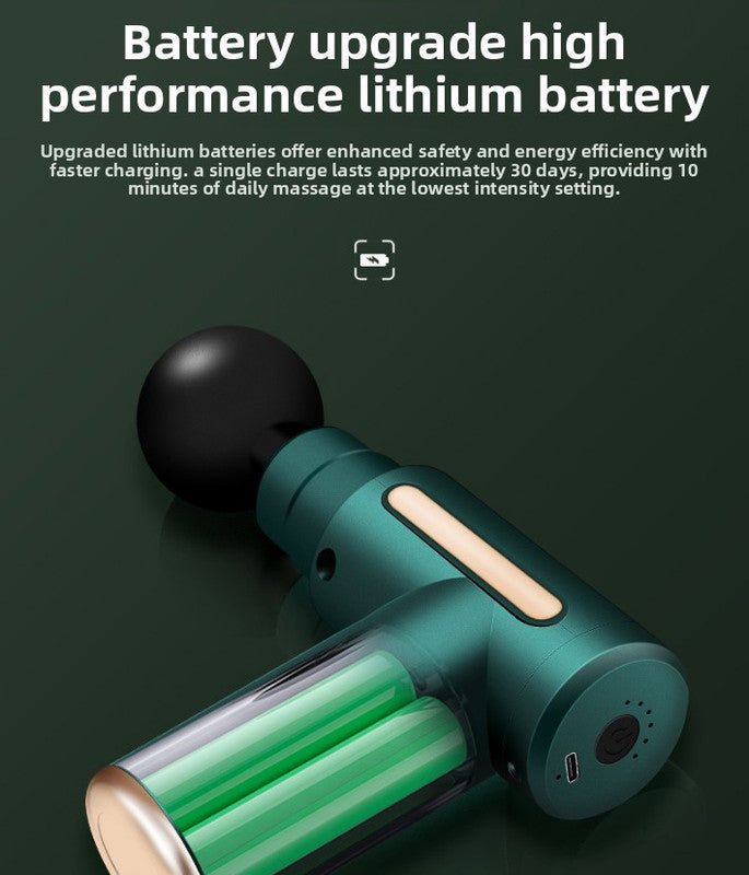 Mini Massage Gun Deep Tissue Percussion Muscle Massager Portable Handheld Quiet 6 Speeds 4 Heads Type-C Charging Electric Body Relaxer Tool Green - Image 4