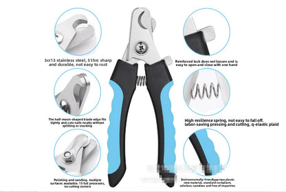 Pet Nail Clippers & File Set for Small Dogs Cats Stainless Steel Claw Trimmer with Safety Guard Non-Slip Handle Grooming Tool White & Blue - Image 6
