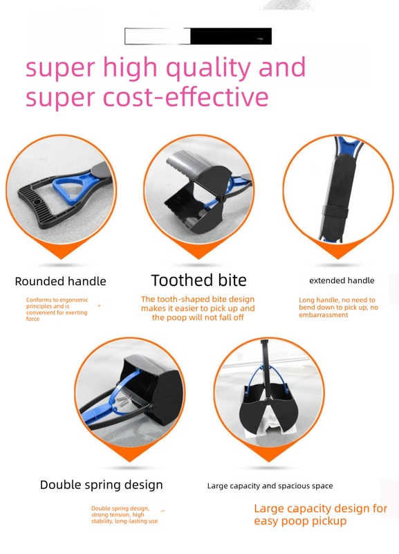 Medium Foldable Pet Pooper Scooper 45cm Portable Dog Waste Jaw Clamp with Bone Dispenser & 20 Bags Green - Image 2
