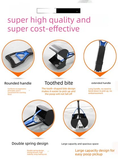Medium Foldable Pet Pooper Scooper 45cm Portable Dog Waste Jaw Clamp with Bone Dispenser & 20 Bags Green - Image 2