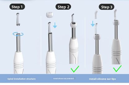 Smart Visual Ear Wax Removal Tool with HD Camera WiFi Wireless Otoscope Ear Cleaner 3.5mm Ultra Slim Lens for iPhone Android White - Image 9