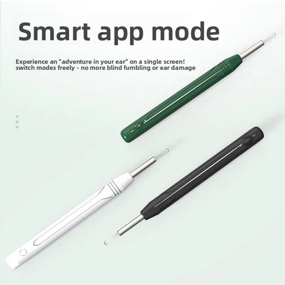 Smart Visual Ear Wax Removal Tool with HD Camera WiFi Wireless Otoscope Ear Cleaner 3.5mm Ultra Slim Lens for iPhone Android Green - Image 4