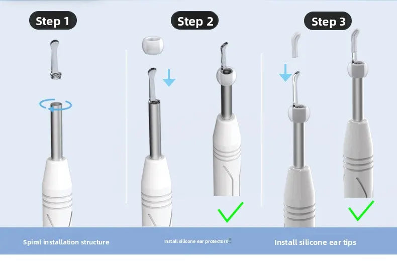 Smart Visual Ear Wax Removal Tool with HD Camera WiFi Wireless Otoscope Ear Cleaner 3.5mm Ultra Slim Lens for iPhone Android Green - Image 9