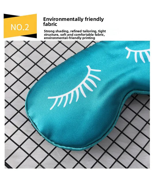 3 PCS Silky Satin Sleep Mask Set Cute Eyelash Design Soft Light Blocking Eye Cover with Adjustable Strap for Travel Nap Pink Navy Green - Image 3