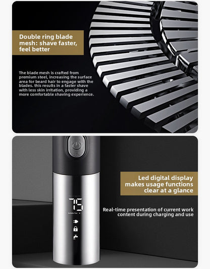 Electric Shaver for Men 3D Rotary Razor Wet and Dry Waterproof USB Rechargeable LED Display Travel Lock Gift Box Blue - Image 8