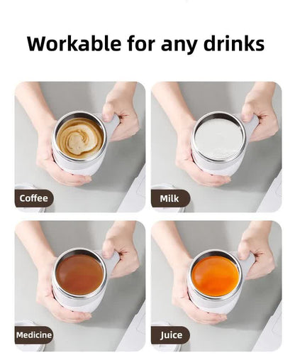 Automatic Self Stirring Coffee Mug 380ml Magnetic Mixing Cup 304 Stainless Steel AAA Battery Operated Travel Tumbler for Hot Chocolate Tea Office Home Grey - Image 3