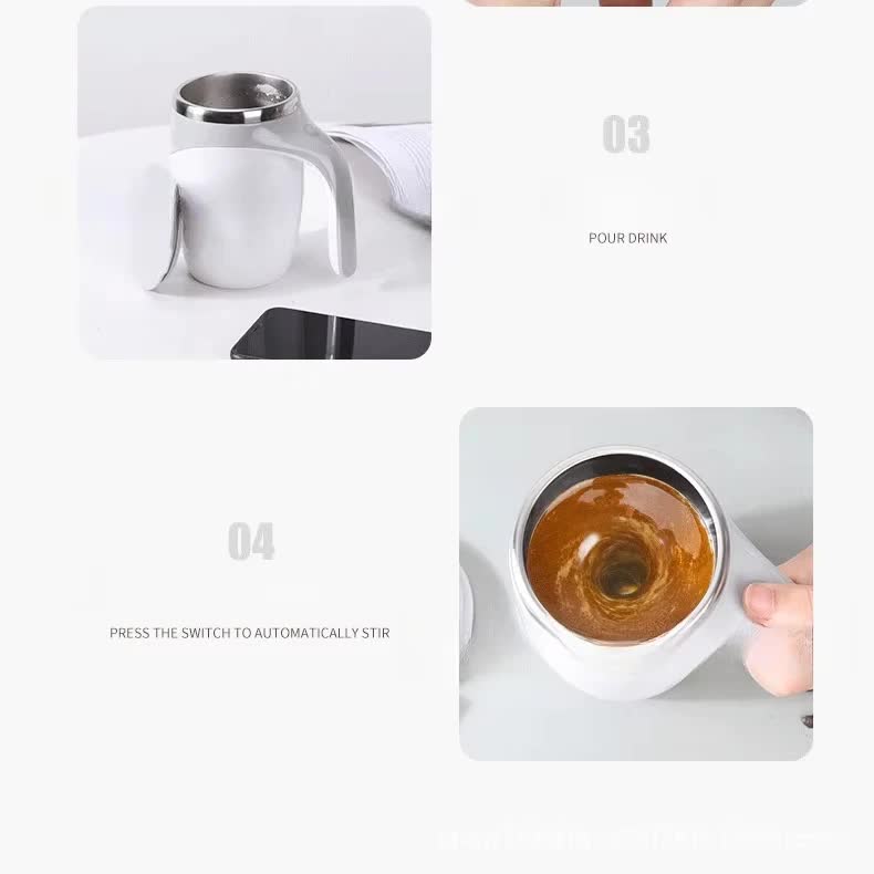 Automatic Self Stirring Coffee Mug 380ml Magnetic Mixing Cup 304 Stainless Steel AAA Battery Operated Travel Tumbler for Hot Chocolate Tea Office Home Coffee - Image 5