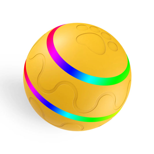 Yellow Durable TPU Smart Interactive Electric Pet Toy Ball - Automatic Bouncing Dog & Cat Chew Toy, Shaking Smart Activated