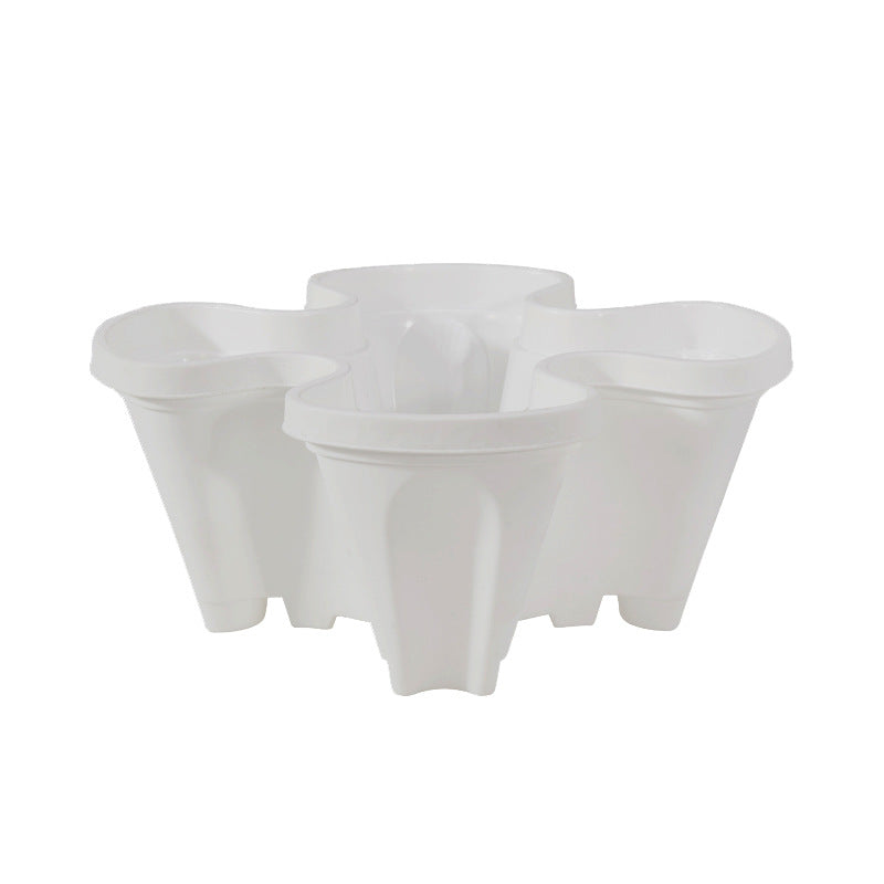 White 3-Tier Stackable Strawberry & Vegetable Planter with Mobile Wheel Tray - Space-Saving Vertical Gardening System - Image 6
