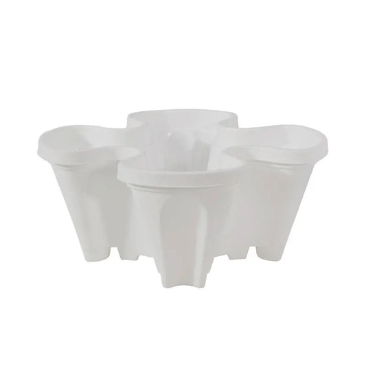 White 3-Tier Stackable Strawberry & Vegetable Planter with Mobile Wheel Tray - Space-Saving Vertical Gardening System - Image 6