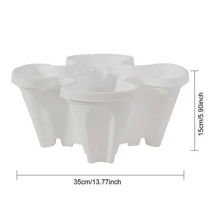 White 3-Tier Stackable Strawberry & Vegetable Planter with Mobile Wheel Tray - Space-Saving Vertical Gardening System - Image 8