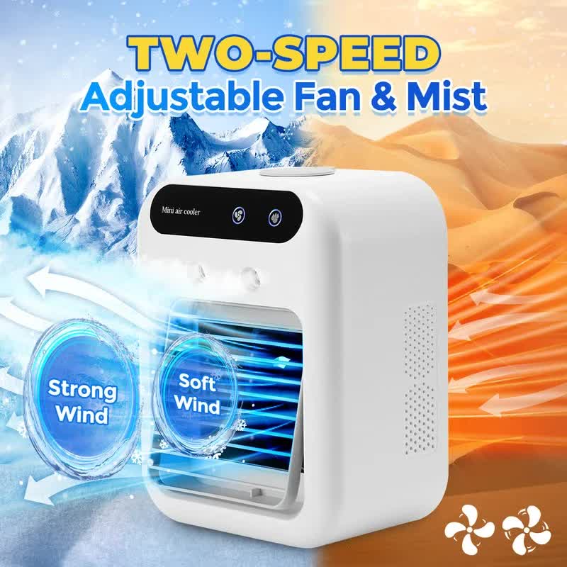 Portable 500ml Large-Capacity Air Cooler Fan - 9-Blade Strong Wind & Wide-Angle Oscillation, Easy Top-Fill Desktop Evaporative Humidifier - Image 2