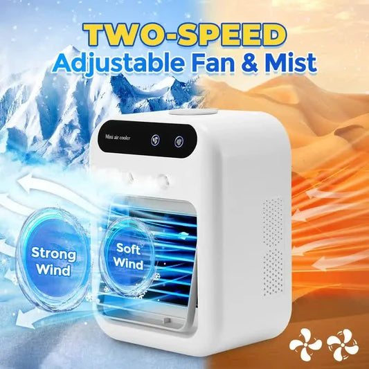 Portable 500ml Large-Capacity Air Cooler Fan - 9-Blade Strong Wind & Wide-Angle Oscillation, Easy Top-Fill Desktop Evaporative Humidifier - Image 2