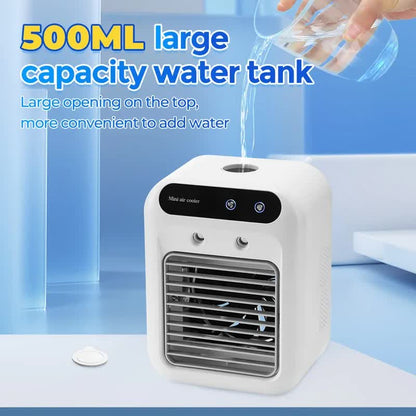Portable 500ml Large-Capacity Air Cooler Fan - 9-Blade Strong Wind & Wide-Angle Oscillation, Easy Top-Fill Desktop Evaporative Humidifier - Image 3
