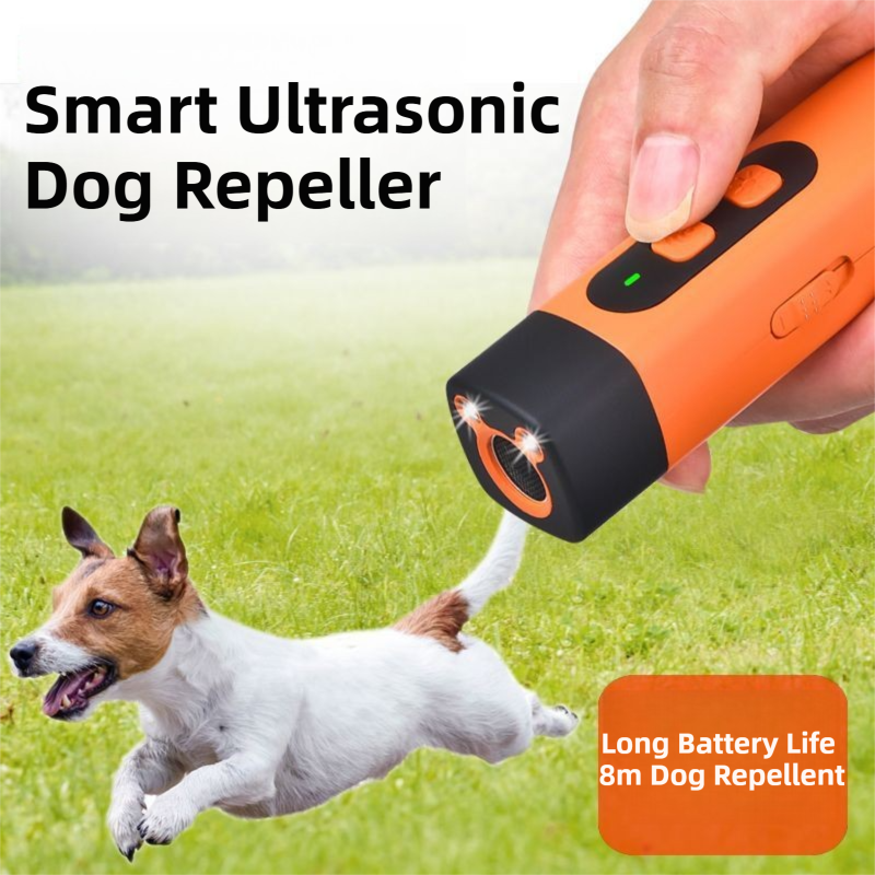 Portable Single-Head Round Ultrasonic Dog Repeller & Trainer with LED Flashlight - Multi-Function Pet Safety Device for Outdoors - Image 4