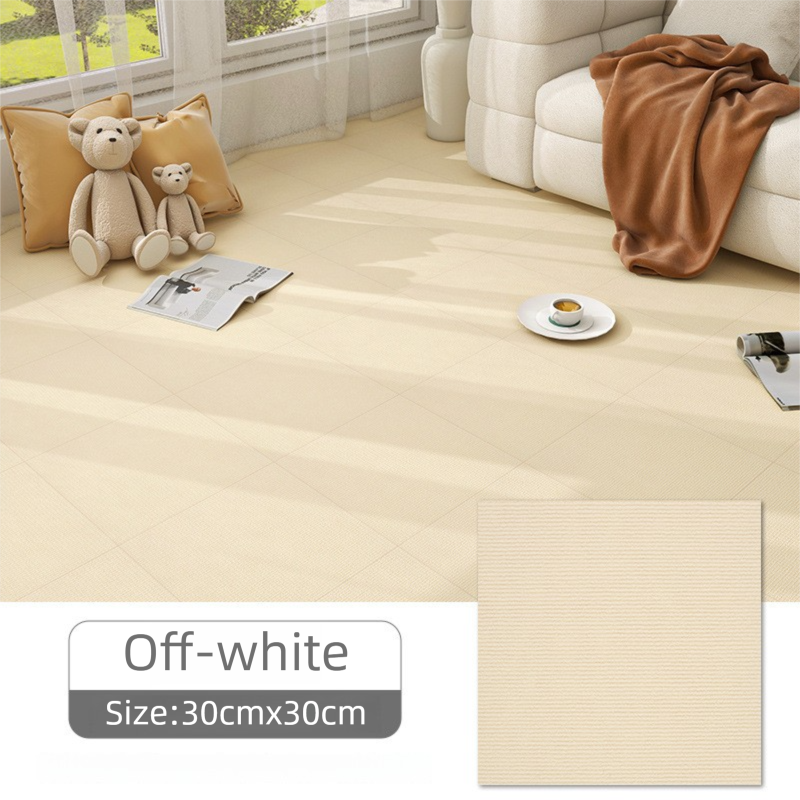 8 x Khaki & 8 x Off-White Durable & Soft Self-Adhesive Carpet Tiles(30x30cm) - Interlocking Non-Slip Square Floor Mat for Bedroom, Office & Living Room - Image 2