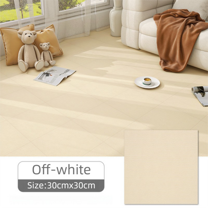 8 x Khaki & 8 x Off-White Durable & Soft Self-Adhesive Carpet Tiles(30x30cm) - Interlocking Non-Slip Square Floor Mat for Bedroom, Office & Living Room - Image 2