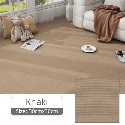 8 x Khaki & 8 x Off-White Durable & Soft Self-Adhesive Carpet Tiles(30x30cm) - Interlocking Non-Slip Square Floor Mat for Bedroom, Office & Living Room - Image 3