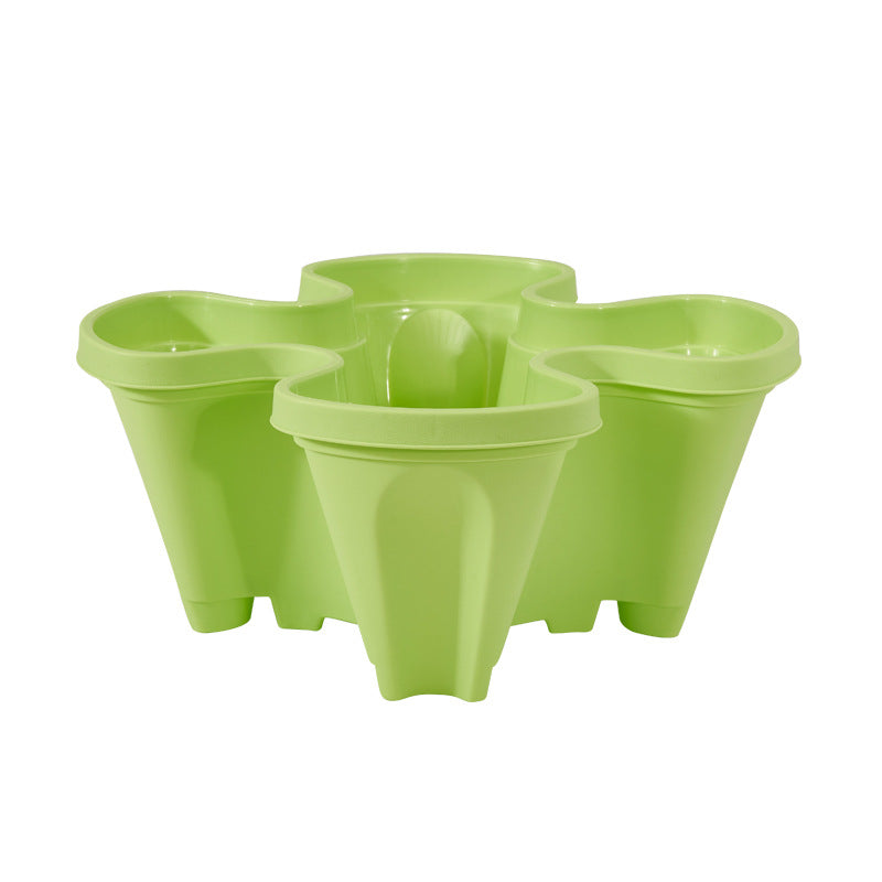 Green 3-Tier Stackable Strawberry & Vegetable Planter with Mobile Wheel Tray - Space-Saving Vertical Gardening System - Image 8