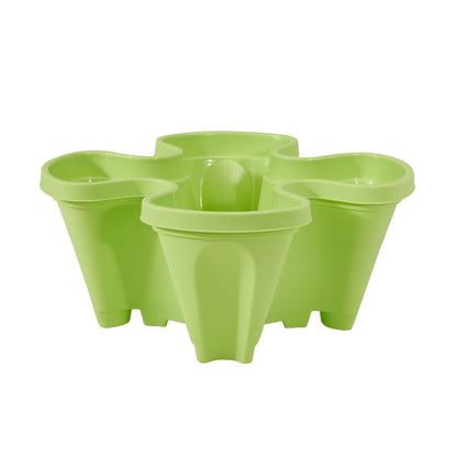Green 3-Tier Stackable Strawberry & Vegetable Planter with Mobile Wheel Tray - Space-Saving Vertical Gardening System - Image 8