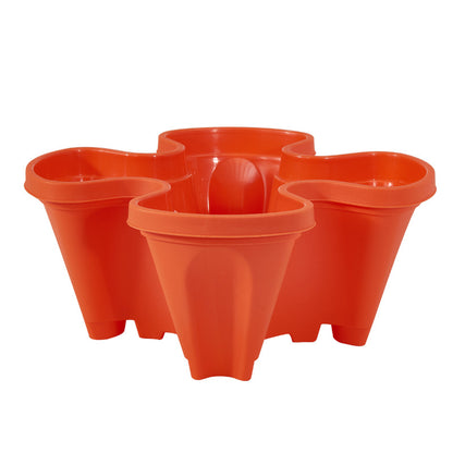 Red 3-Tier Stackable Strawberry & Vegetable Planter with Mobile Wheel Tray - Space-Saving Vertical Gardening System - Image 8
