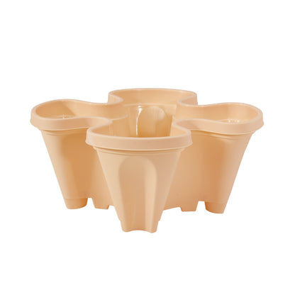 Beige 3-Tier Stackable Strawberry & Vegetable Planter with Mobile Wheel Tray - Space-Saving Vertical Gardening System - Image 8