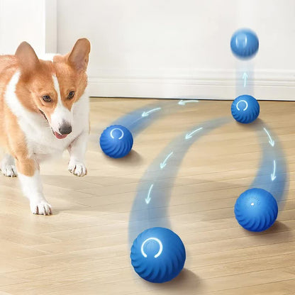 Blue Interactive Gravity Bouncing Dog Toy Ball(56MM) - Smart Automatic Teasing Pet Toy, Durable TPR with Yellow Sea Urchin Cover - Image 5