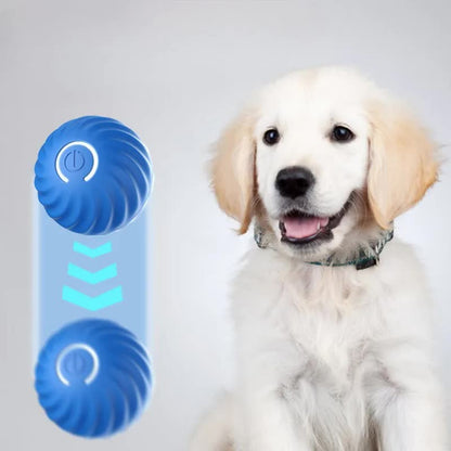 Blue Interactive Gravity Bouncing Dog Toy Ball(67MM) - Smart Automatic Teasing Pet Toy, Durable TPR with Yellow Sea Urchin Cover - Image 4