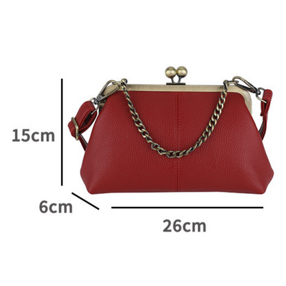Black Retro Women's Shell Handbag - European Style Clip Lock Closure PU Clutch/Shoulder Bag with Chain Strap - Image 6