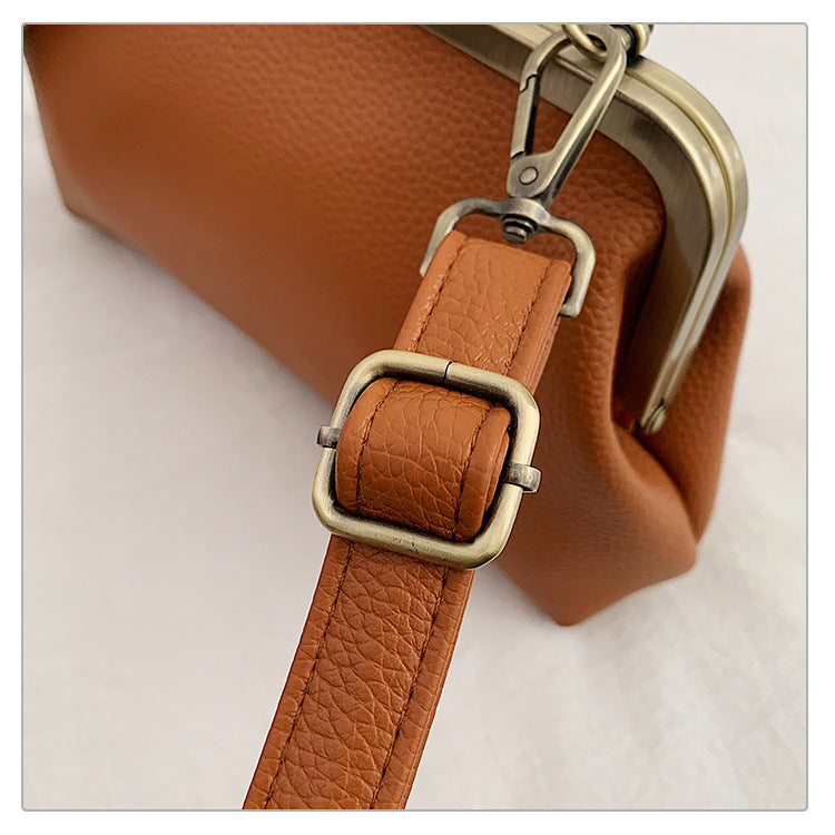 Khaki Purple Retro Women's Shell Handbag - European Style Clip Lock Closure PU Clutch/Shoulder Bag with Chain Strap - Image 4