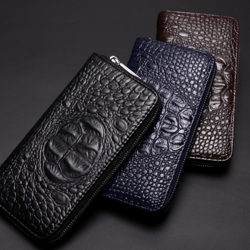 Black Men's Luxury Crocodile Embossed PU Leather Briefcase(39 x 8 x 28 CM) With FREE Crocodile Wallet - Dual-Zip Business Shoulder/Crossbody Laptop Bag (Fits 14-inch) - Image 3