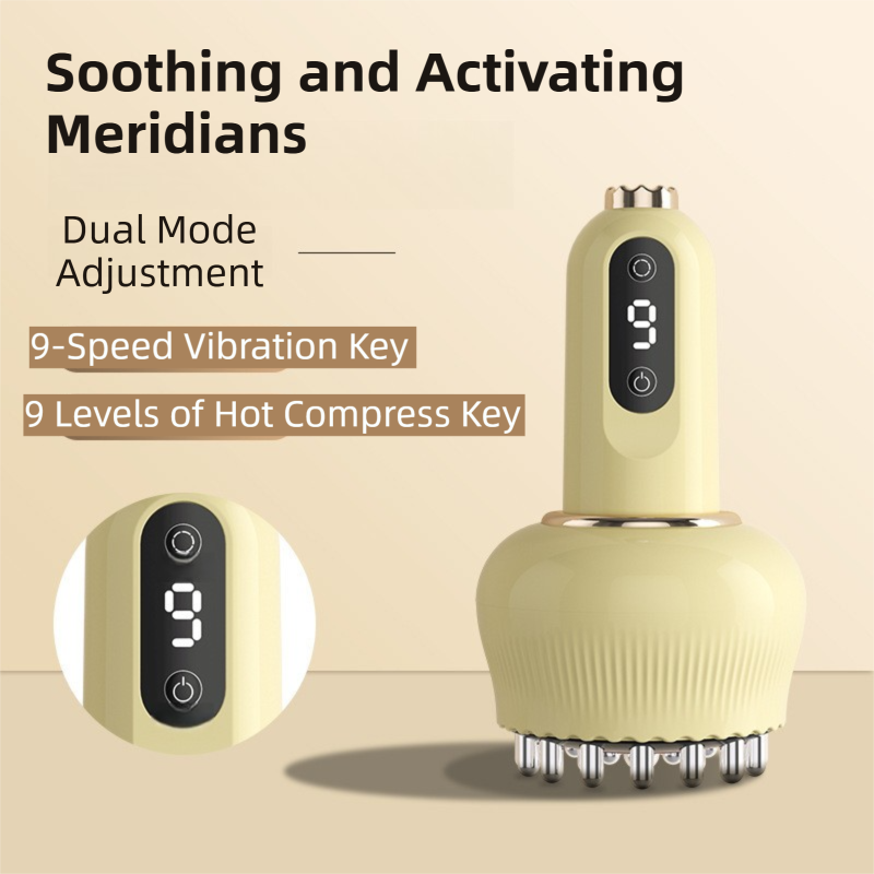 2-in-1 Portable Electric Gua Sha Meridian Massager Tool - 9-Gear Vibration & Soothing Heat Therapy with Red Light Heat and Magnetic Wave - Image 2