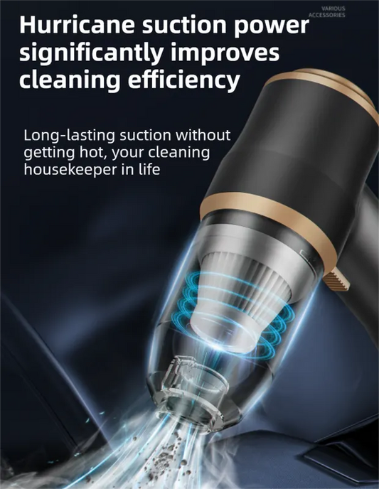 4-in1 Black Wireless Compact Handheld Car Vacuum Cleaner & Air Duster  with 5 Nozzles/Brushes- 15000 Pa Ultra-Powerful Blower/Suction Tool for Auto, Home & Office - Image 2