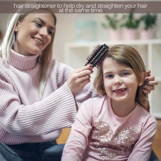 2-in-1 Black-Pink Negative Ion Hot Air Styler Brush - 7-Level Temp & 3-Gear Speed, Fast Drying Blow Dryer & Volumizing Straight/Curling Comb - Image 5
