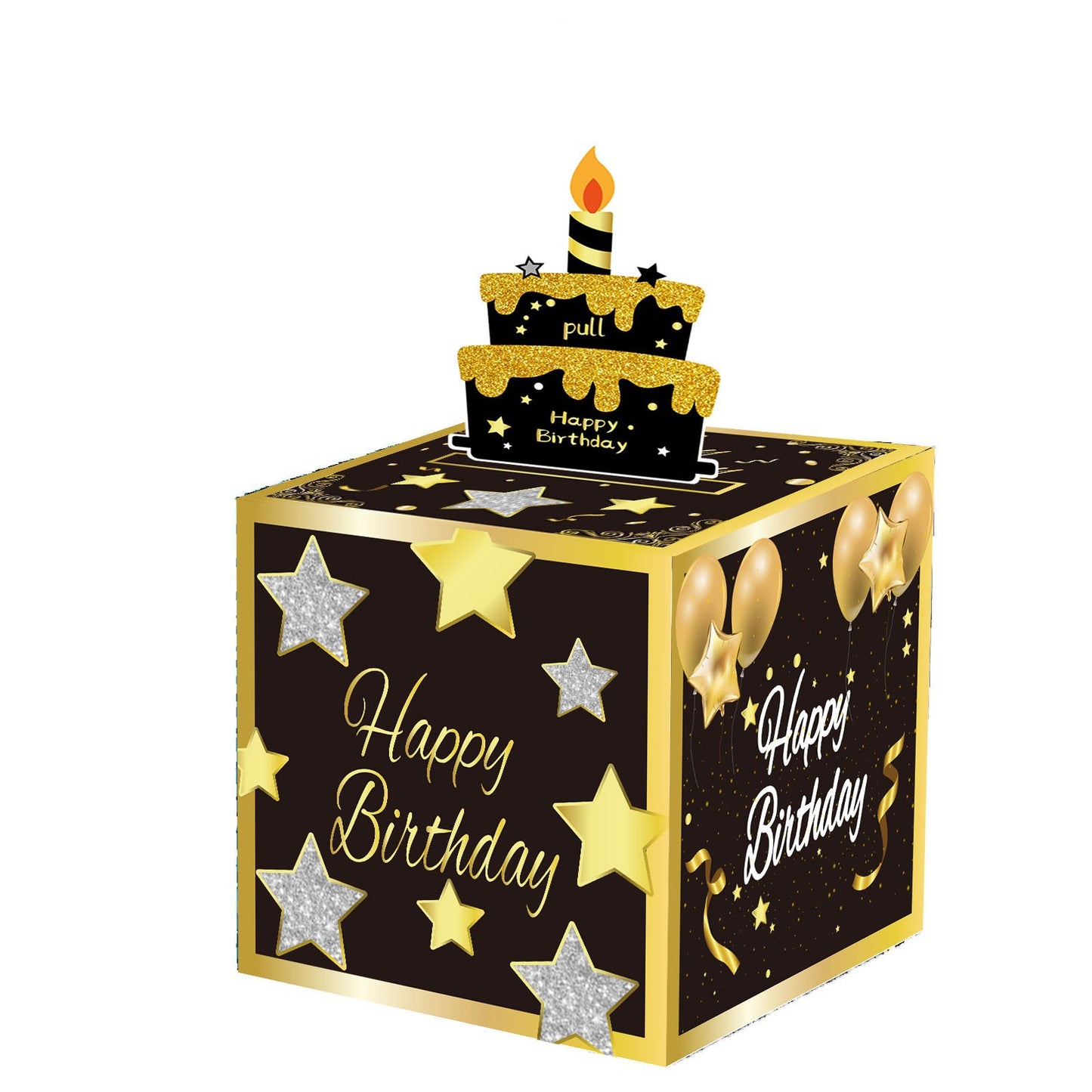 03 Black-Gold Christmas Surprise Money Pull Box - Double-Layer Digital Design for Festive Gifts, Birthday, and Holiday Party Decor - Image 2