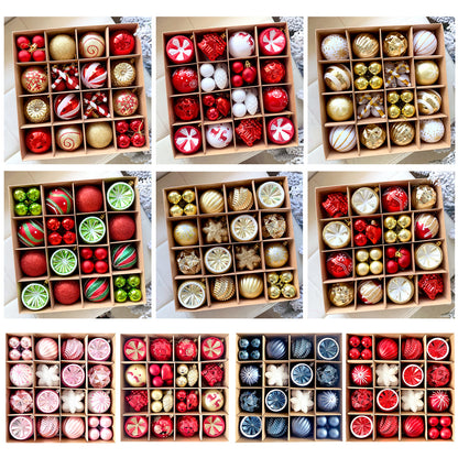 MJXK46-20Y Christmas Decorative Balls Set(24x24x6CM) - Shatterproof Plastic Ornaments with Electroplated & Hand-Painted Finish - Image 2