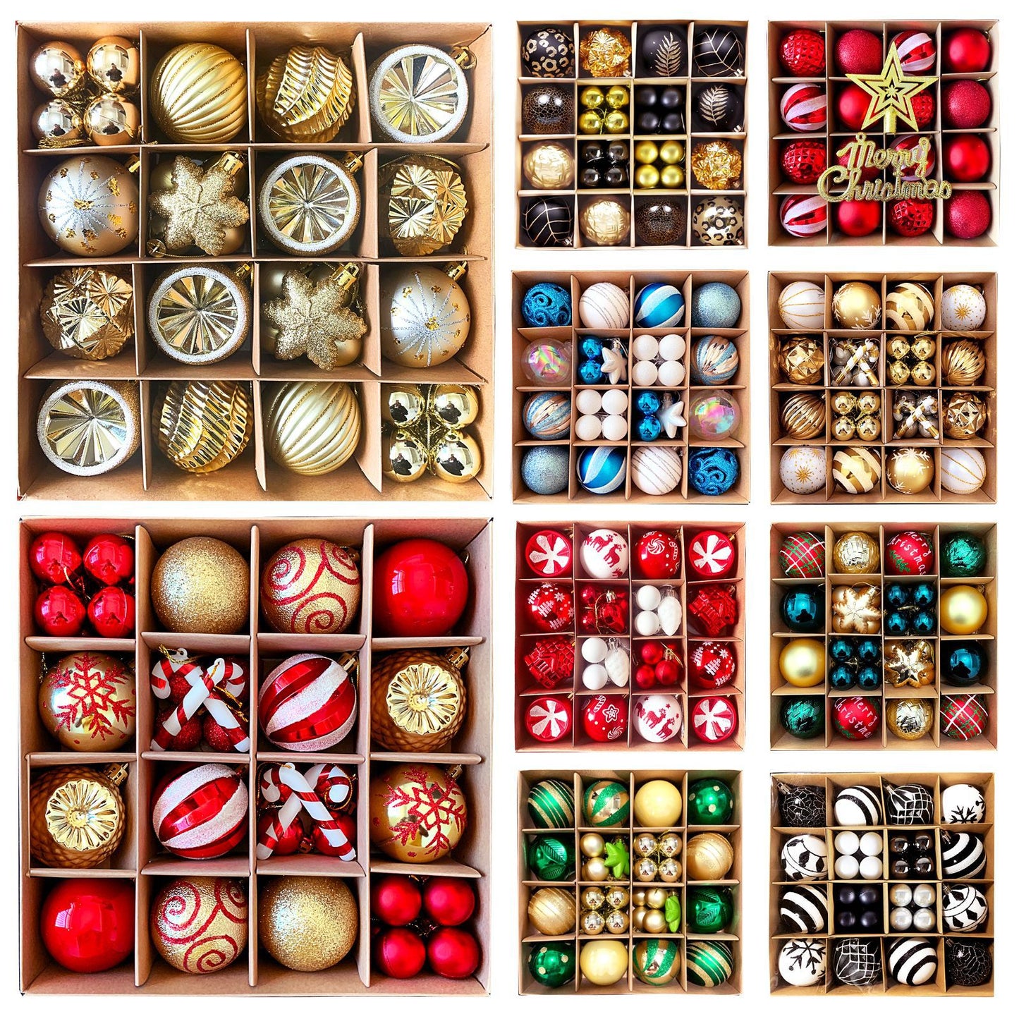 MJXK46-20Y Christmas Decorative Balls Set(24x24x6CM) - Shatterproof Plastic Ornaments with Electroplated & Hand-Painted Finish - Image 3