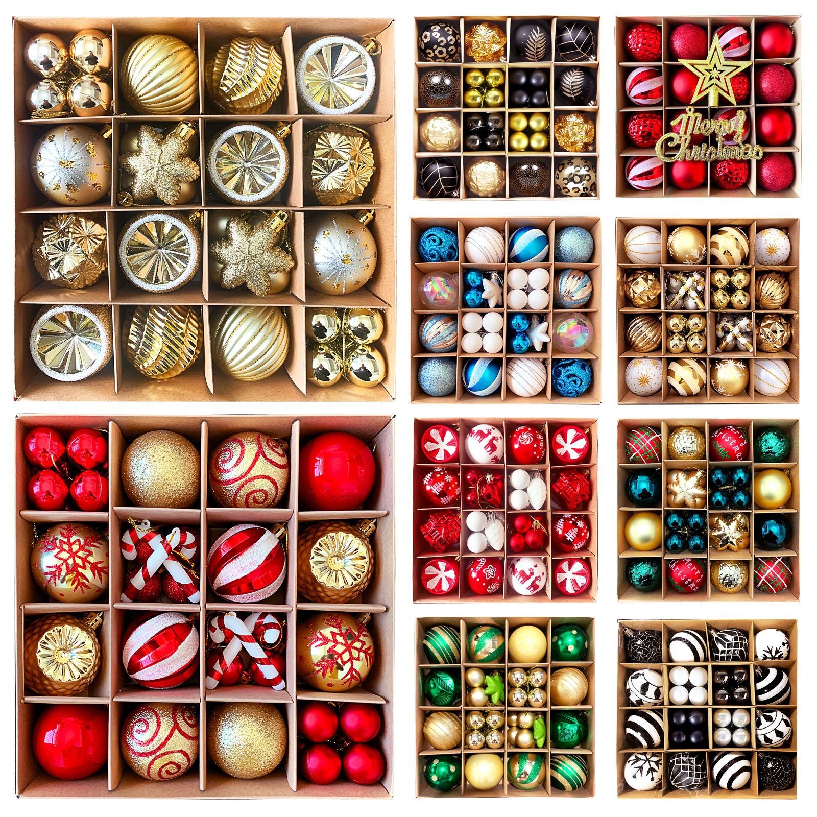 MJXK46-20Y Christmas Decorative Balls Set(24x24x6CM) - Shatterproof Plastic Ornaments with Electroplated & Hand-Painted Finish - Image 3
