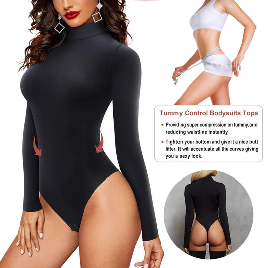 Size L Black Women's Sexy T-Back Bodysuit Thong Leotard - Milk Silk Round Neck Slim Fit Jumpsuit Base Layer - Image 3